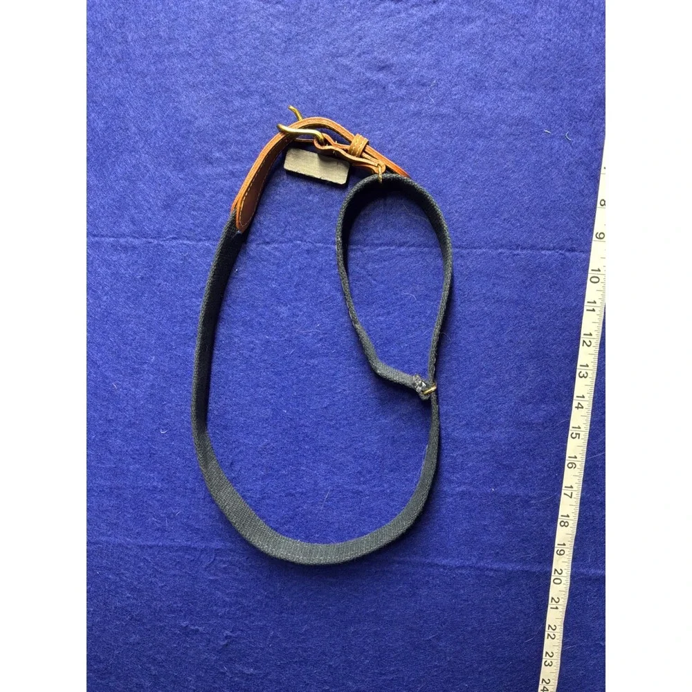 [Nautical] Mens‎ Skippers Sailboat Embroidered Canvas Leather Belt 44 Navy Brown